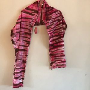 NWT Shining Shakti Organic Cotton Scarf. Pink, Brown & White.